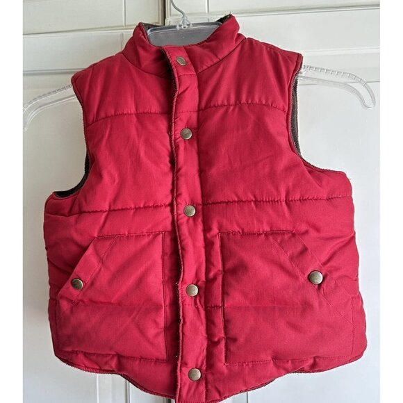 Janie and Jack Boys Size 3 Red Brown Reversible Vest Train Winter Nutcracker‎ - Picture 1 of 5